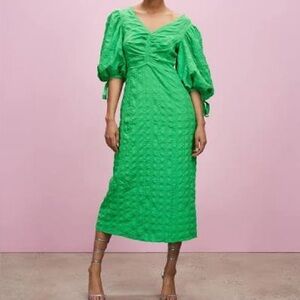 TOPSHOP textured green dress (4)